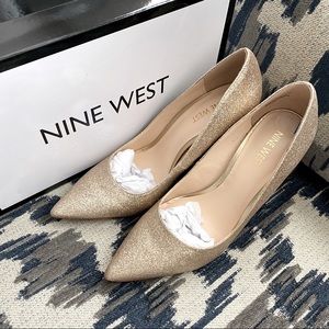 Nine West Gold Glitter Heels